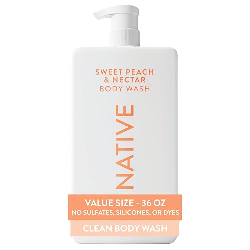 Native Body Wash for Women & Men, Sweet Peach & Nectar, 36 oz Pump Bottle, Sulfate-Free & Gentle Beauty & Personal Care Native