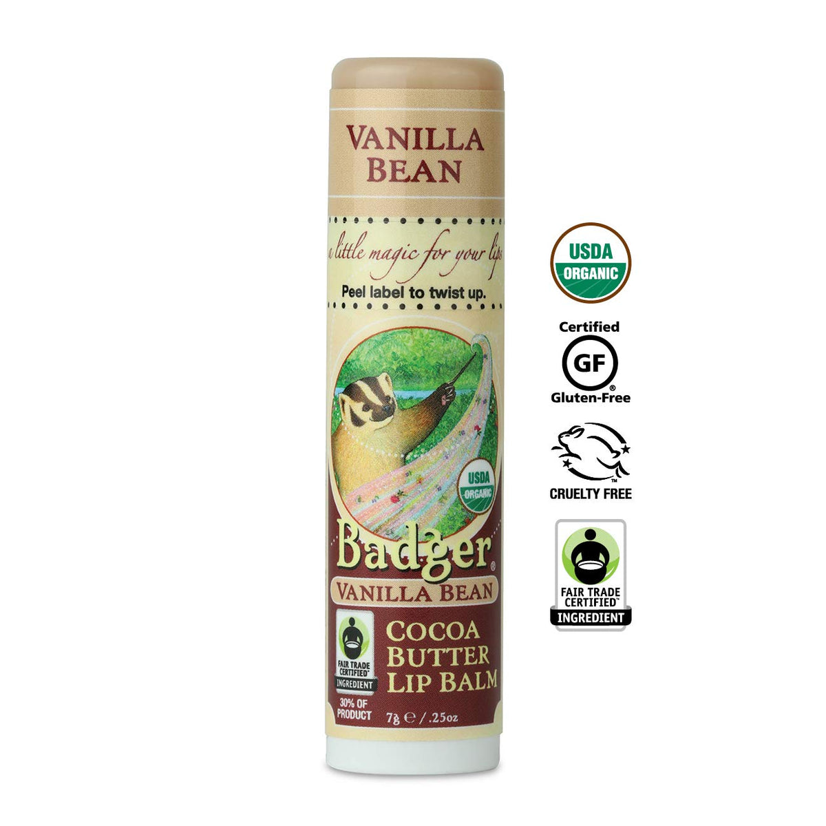 Badger - Cocoa Butter Lip Balm, Creamy Cocoa, Certified Organic Lip Balm, Fair Trade, Natural Lip Balm, Lip Butter, Lip Balm Cocoa Butter, Cocoa Care Beauty & Personal Care Badger