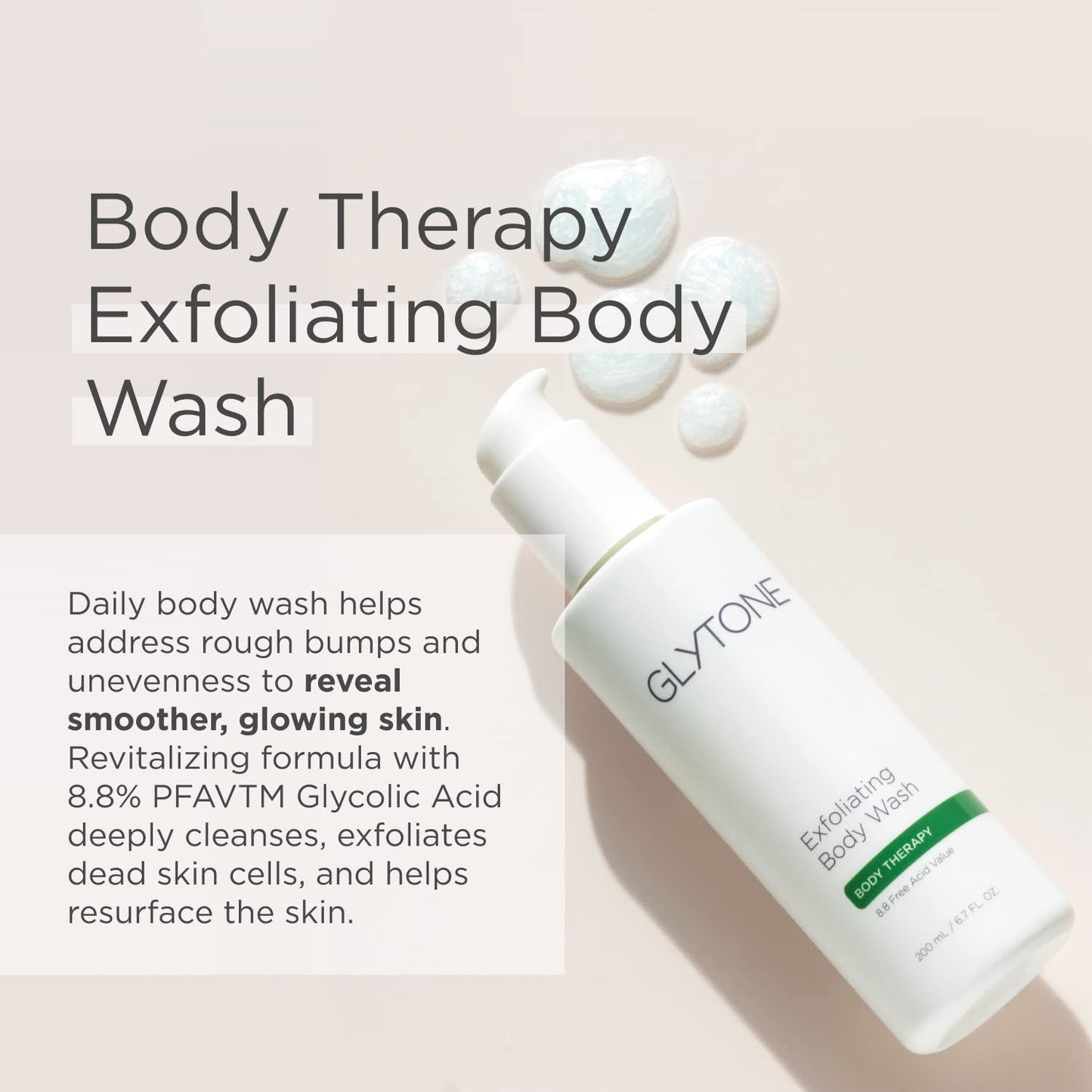 Glytone Exfoliating Body Wash - 8.8 Free Acid Value Glycolic Acid - Keratosis Pilaris - Smooth Rough & Bumpy Skin - Oil & Fragrance-Free - 6.7 fl. oz. Beauty & Personal Care GLYTONE