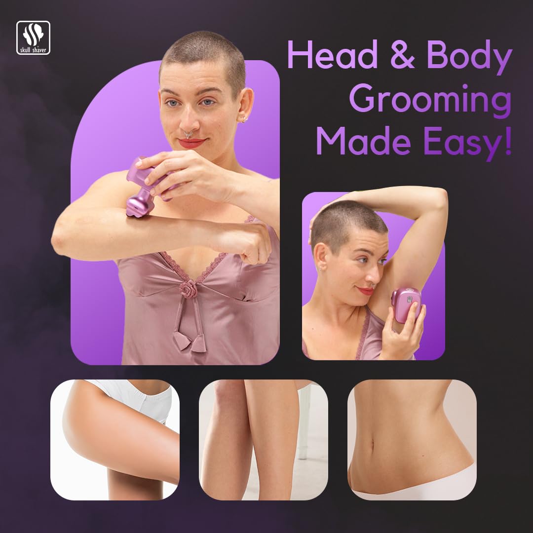 Skull Shaver One Lion Purple PRO Shaver for Women - Flawless Hair Removal - Stepped Twin Foil Blades - Wet or Dry Shaving - Rechargeable - Cordless Beauty and Personal Care Skull Shaver