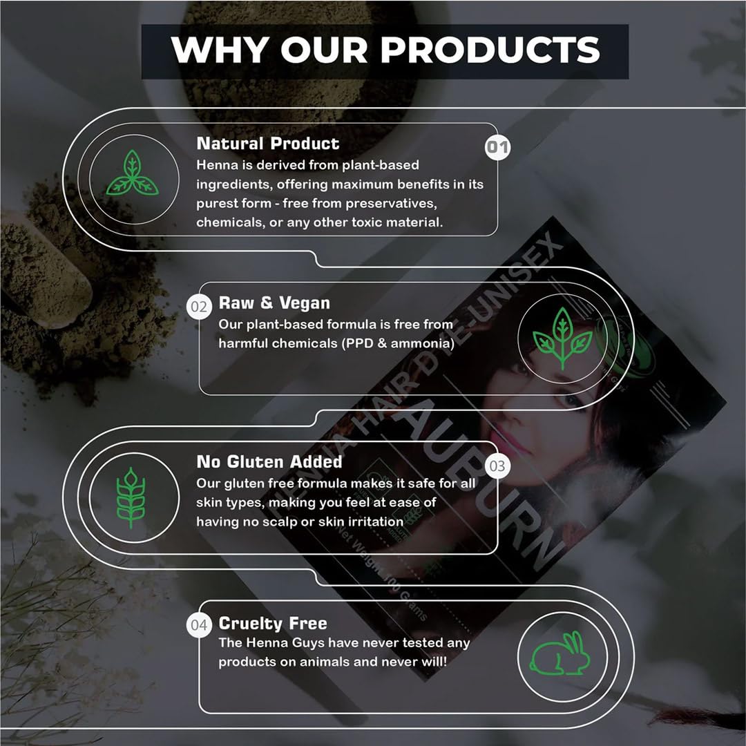 2 Packs Of Auburn Henna Hair & Beard Color/Dye 100 Grams - Natural Hair Color, Plant-based Hair Dye - The Henna Guys Beauty & Personal Care The Henna Guys