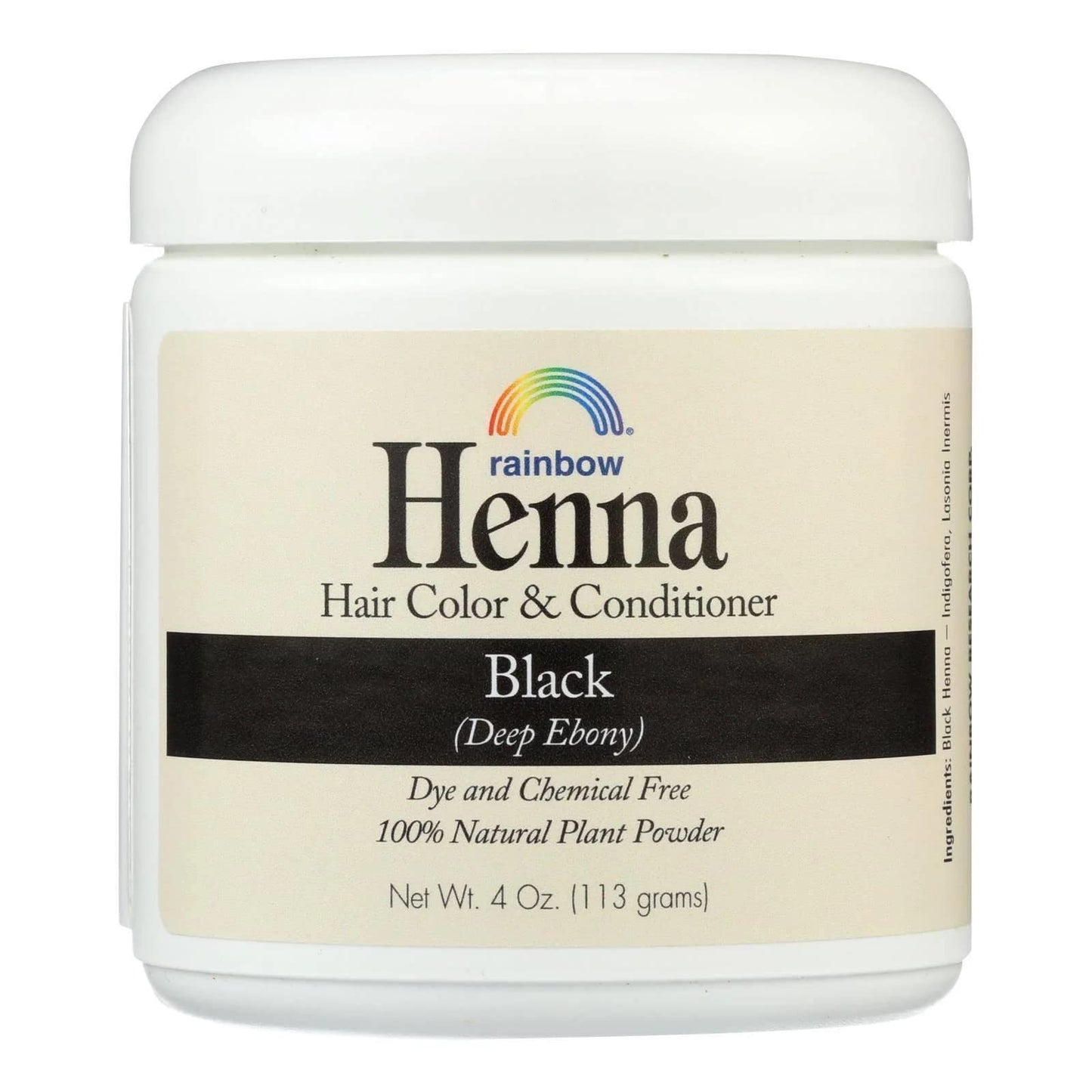 Rainbow Research Henna Hair Color & Conditioner - Black (Deep Ebony) 4 oz (113 grams) Jar Beauty & Personal Care Rainbow Research