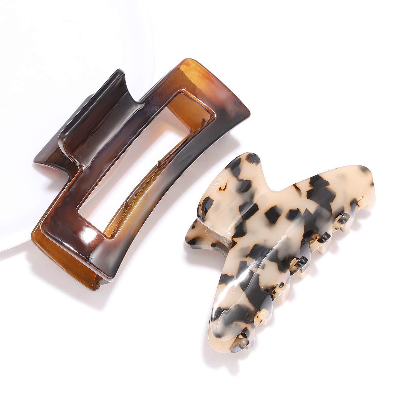 PHALIN Large Tortoise Shell Hair Clip Claws for Women Girls Jumbo Acetate Hair Catch Barrettes Strong Hold French Designed Hair Jaw Clamps for Thick Beauty & Personal Care PHALIN