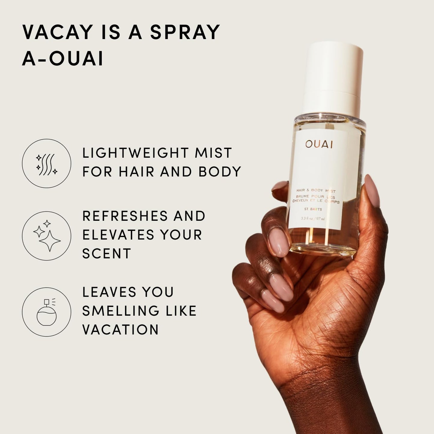 OUAI St. Barts Hair and Body Mist - Tropical-Scented Hair Perfume and Body Spray - Notes of Dragonfruit, Orange Blossom, Tuberose & Musk (3.3 Fl Oz) Beauty & Personal Care OUAI