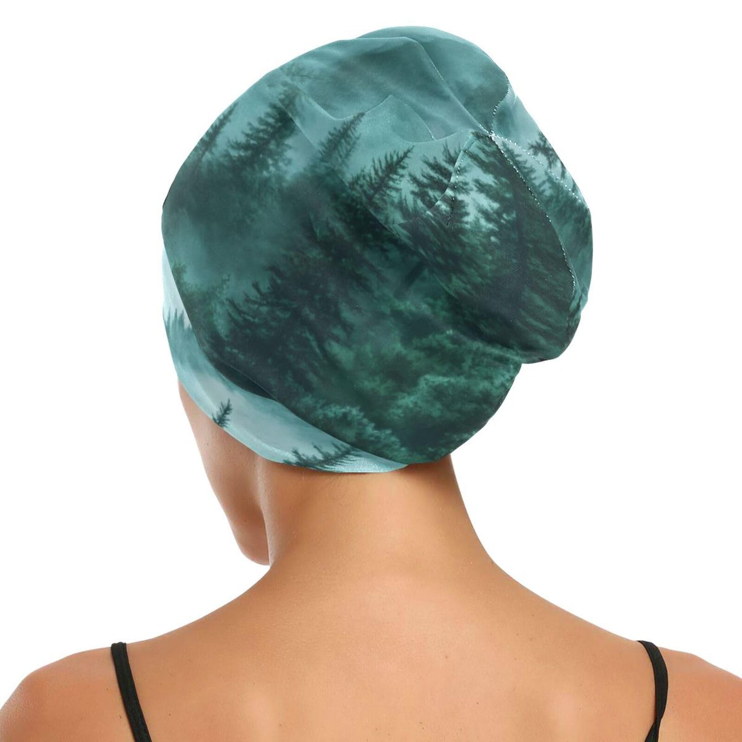 ElliTarr Beanie Hat Satin Bonnet Lined Sleep Cap Hair Wrap Cover Slouchy Beanie for Curly Hair Protection for Gifts for Men Women Foggy Green Beauty and Personal Care ElliTarr