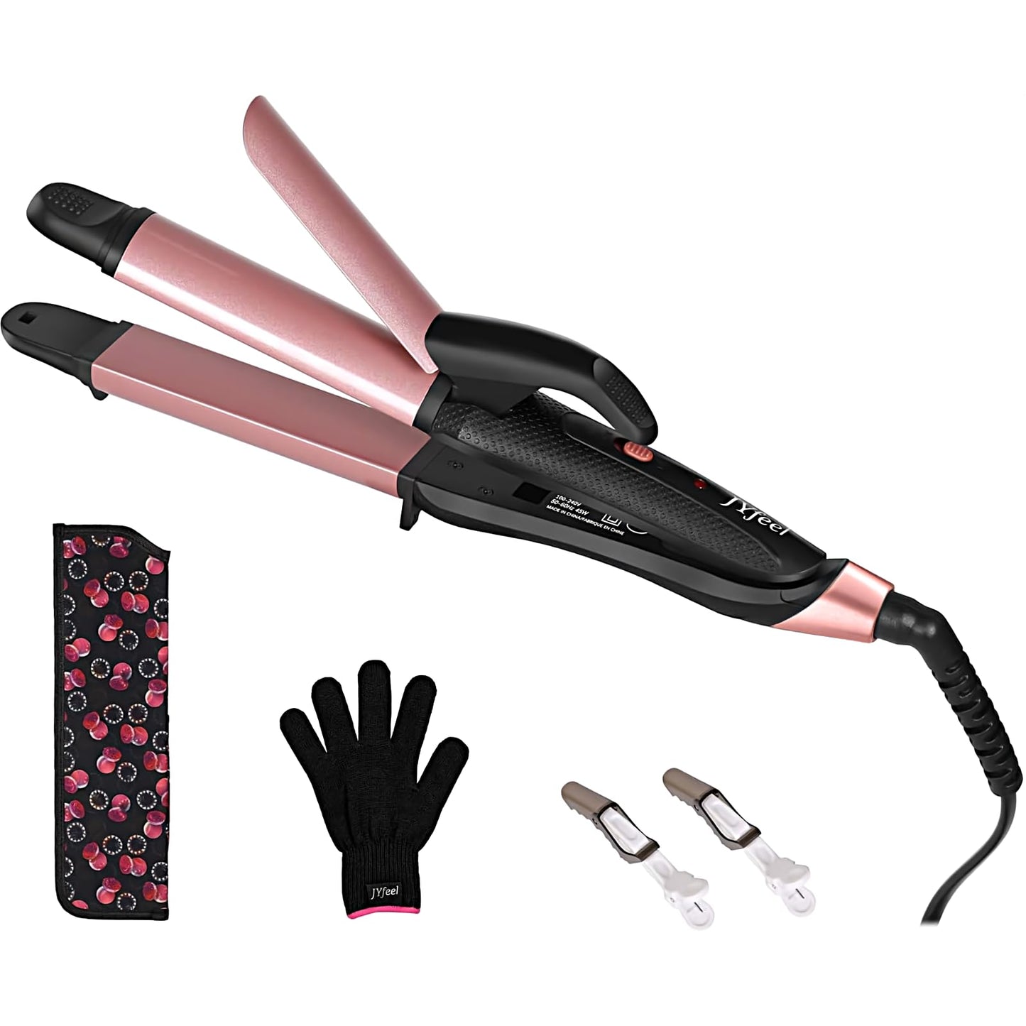 JYfeel 2-in-1 Flat Iron & Curling Iron, Travel Hair Straightener and Curler Combo with 1" Ceramic Plate, Dual Voltage, Rose Gold Beauty & Personal Care JYfeel