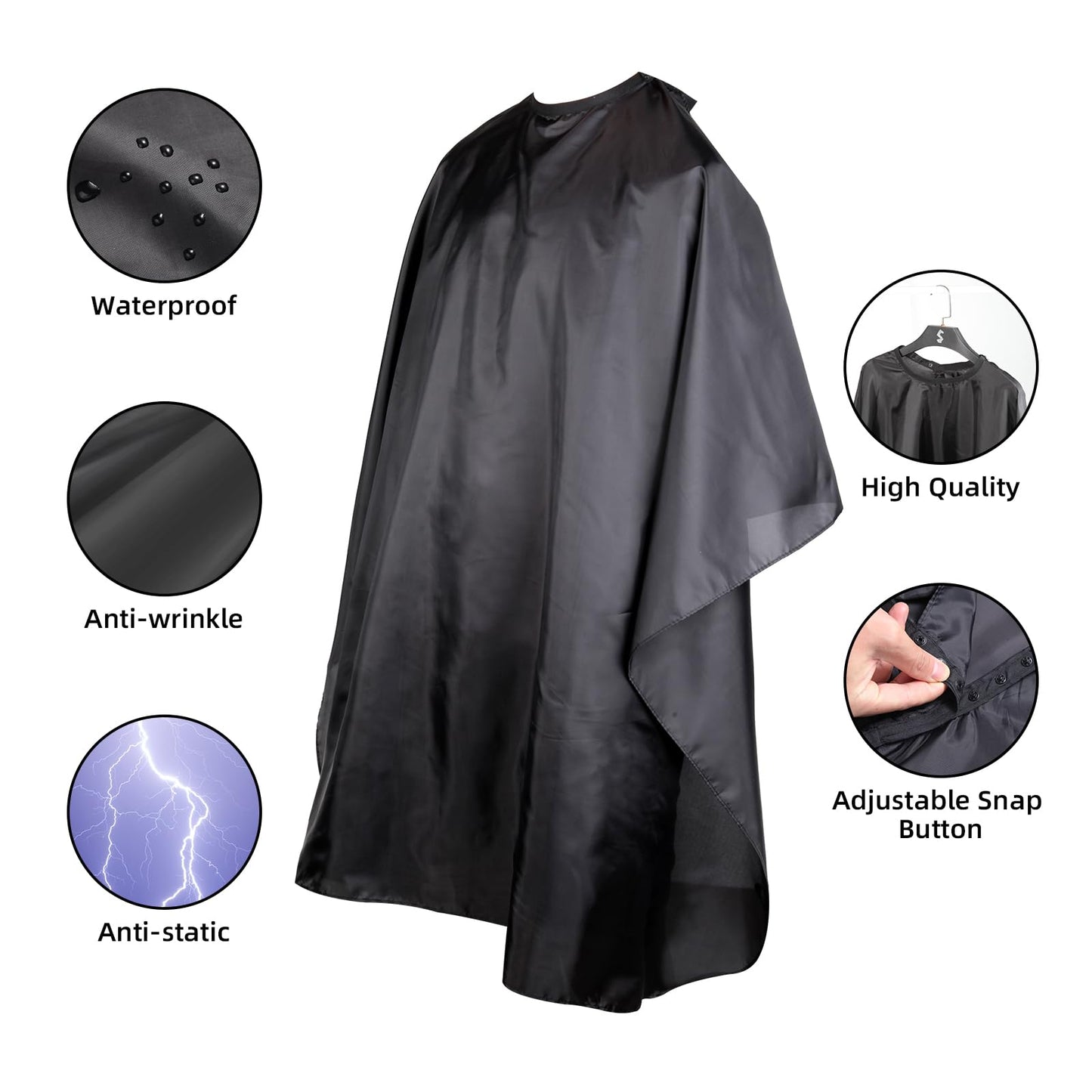 Omvoina Professional Hair Cutting Cape with Adjustable Snap Closure, Salon Barber Cape,Waterproof Hairdressing Salon Cape - 57" x 51"(Black) Beauty and Personal Care Omvoina