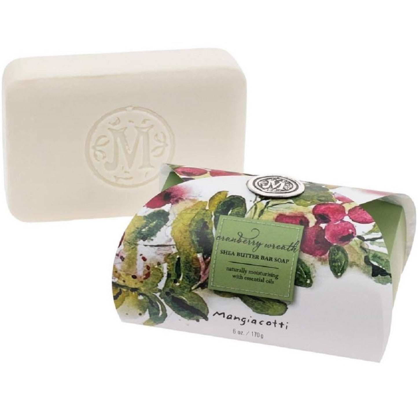 Mangiacotti Shea Butter Bar Soap Made in the USA Naturally Moisturizing with Essential Oils, 6-Ounce, Cranberry Wreath Beauty & Personal Care Mangiacotti