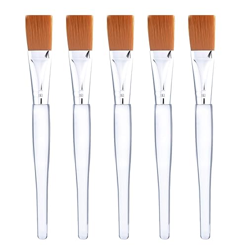 Facial Mask Brush Makeup Brushes Cosmetic Tools with Clear Plastic Handle, 5 Pack (Silver with Yellow Brush) Beauty & Personal Care Mudder