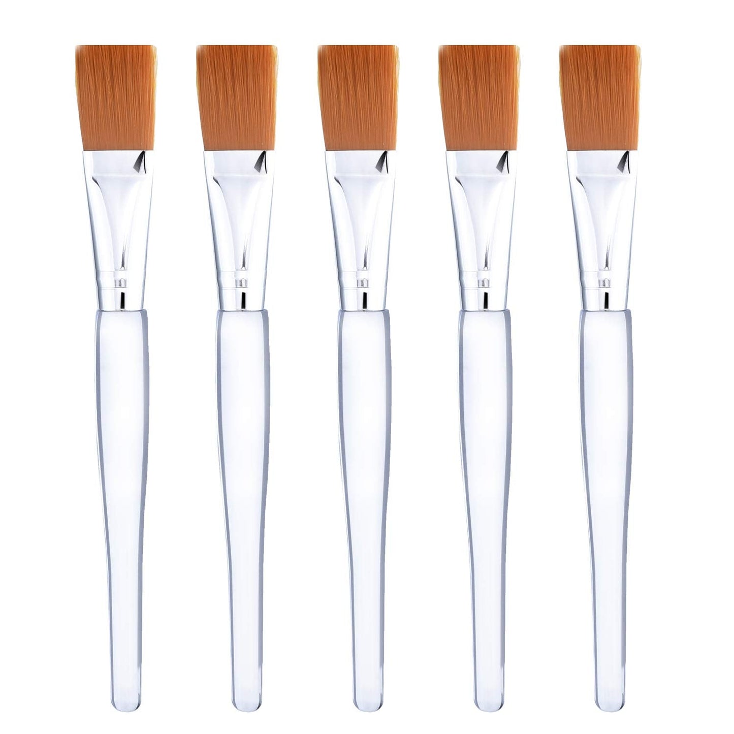 Facial Mask Brush Makeup Brushes Cosmetic Tools with Clear Plastic Handle, 5 Pack (Silver with Yellow Brush) Beauty & Personal Care Mudder