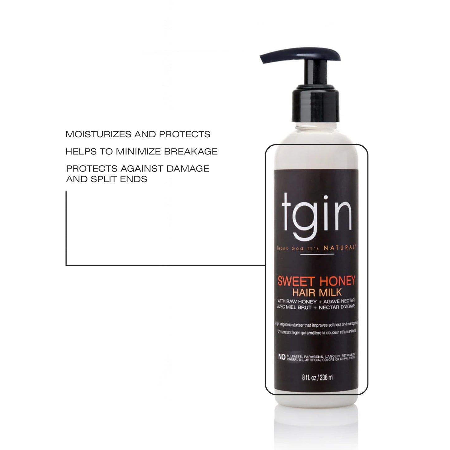 Tgin Sweet Honey Hair Milk - Lightweight Hair Moisturizer for Curly & Wavy Hairs - Curl Moisturizer Hydrates, Defines Curls & Minimizes Breakage - 8 Beauty & Personal Care Thank God It's Natural