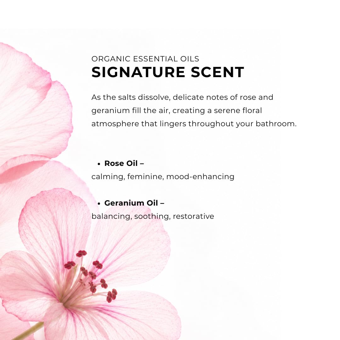 Glissant Ritual Rosé Bath Salts - Magnesium-Infused Luxury Soak with Dead Sea Salt, Pink Himalayan Salt, Rose & Geranium Essential Oils - Calming Beauty and Personal Care GLISSANT