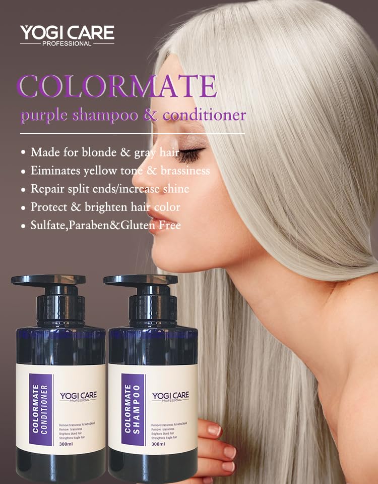 YOGI CARE Professional Toning Purple,Shampoo and Conditioner Set for Blonde Hair, Smooth Soft and Shine, 300ml Each Beauty & Personal Care YOGI CARE