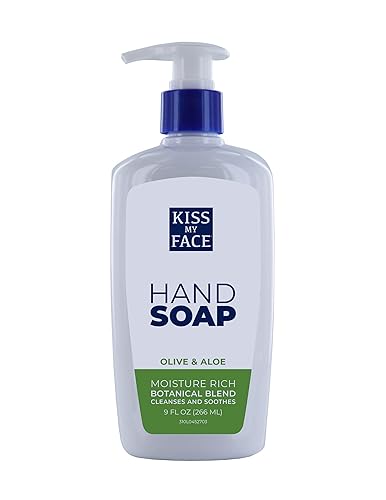 Kiss My Face Moisture Liquid Hand Soap Vegan and Cruelty Free Hand Wash Soap 9 fl oz Bottle with Pump Dispenser (Olive and Aloe, Pack of 1) Beauty & Personal Care Kiss My Face