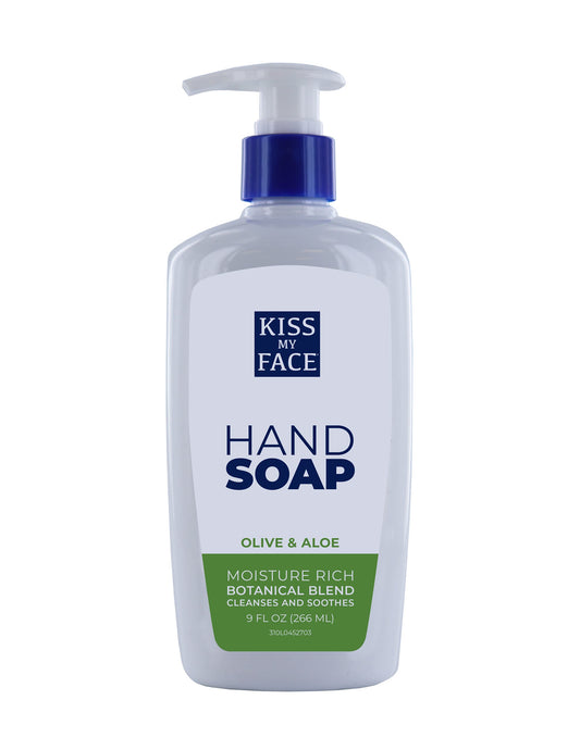 Kiss My Face Moisture Liquid Hand Soap Vegan and Cruelty Free Hand Wash Soap 9 fl oz Bottle with Pump Dispenser (Olive and Aloe, Pack of 1) Beauty & Personal Care Kiss My Face