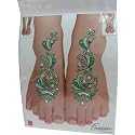 Indian Fashion Art Bollywood Feet Tattoo Sparkling Rhinestone Stick-On Reuseable Bindi (Green) Beauty & Personal Care Padma Craft