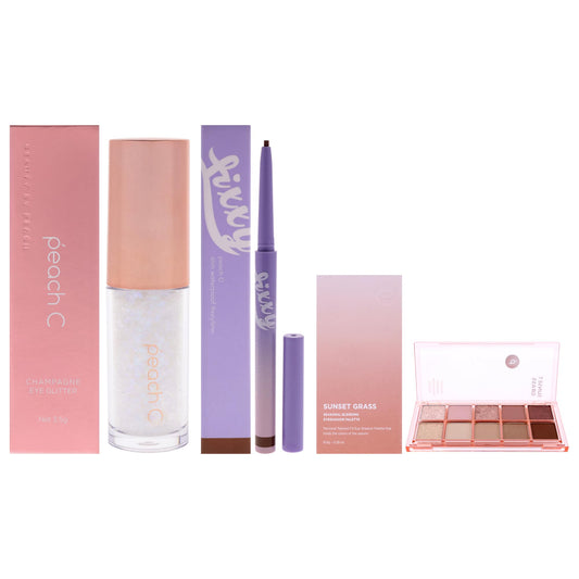 Peach C Kit by Peach C for Women - 3 Pc Kit 0.12oz Eye Shadow - 01 Pure White, 0.04 Eyeliner - 03 Soft Brown, 0.28oz Eye Shadow - 01 Sunset Grass