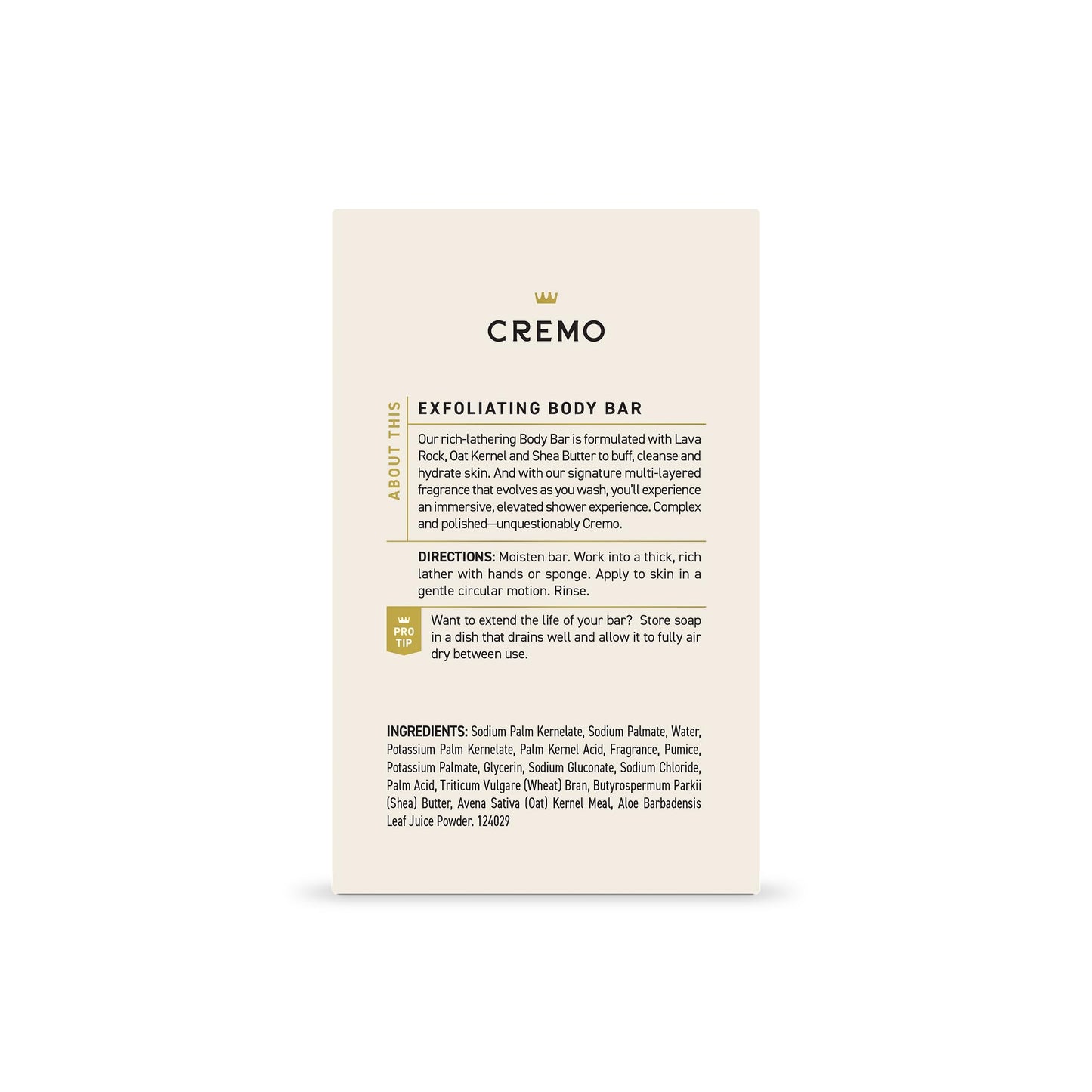 Cremo Exfoliating Body Bar for Men, Bourbon & Oak Scent, Multi-Layered Fragrance That Buffs, Cleanses and Hydrates Skin, 5oz Beauty & Personal Care Cremo