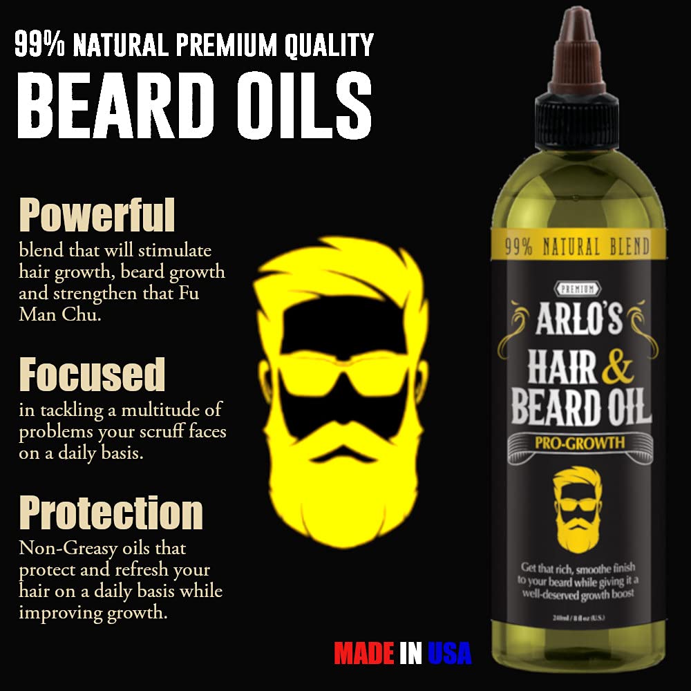 Arlo's Pro-Growth Hair and Beard Oil 8 oz. - Hair Oil, Mustache Oil and Beard Oil Growth Beauty & Personal Care Arlo's