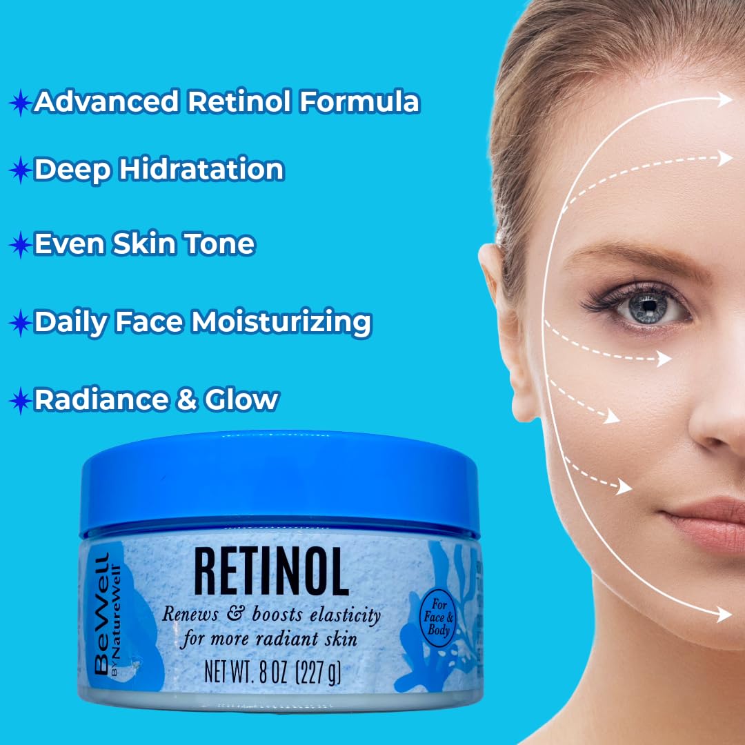 Retinol Renewing Cream for Face & Body 8oz - Advanced Anti-Aging Formula to Hydrate, Firm & Restore Skin Elasticity. Beauty & Personal Care NATURE WELL