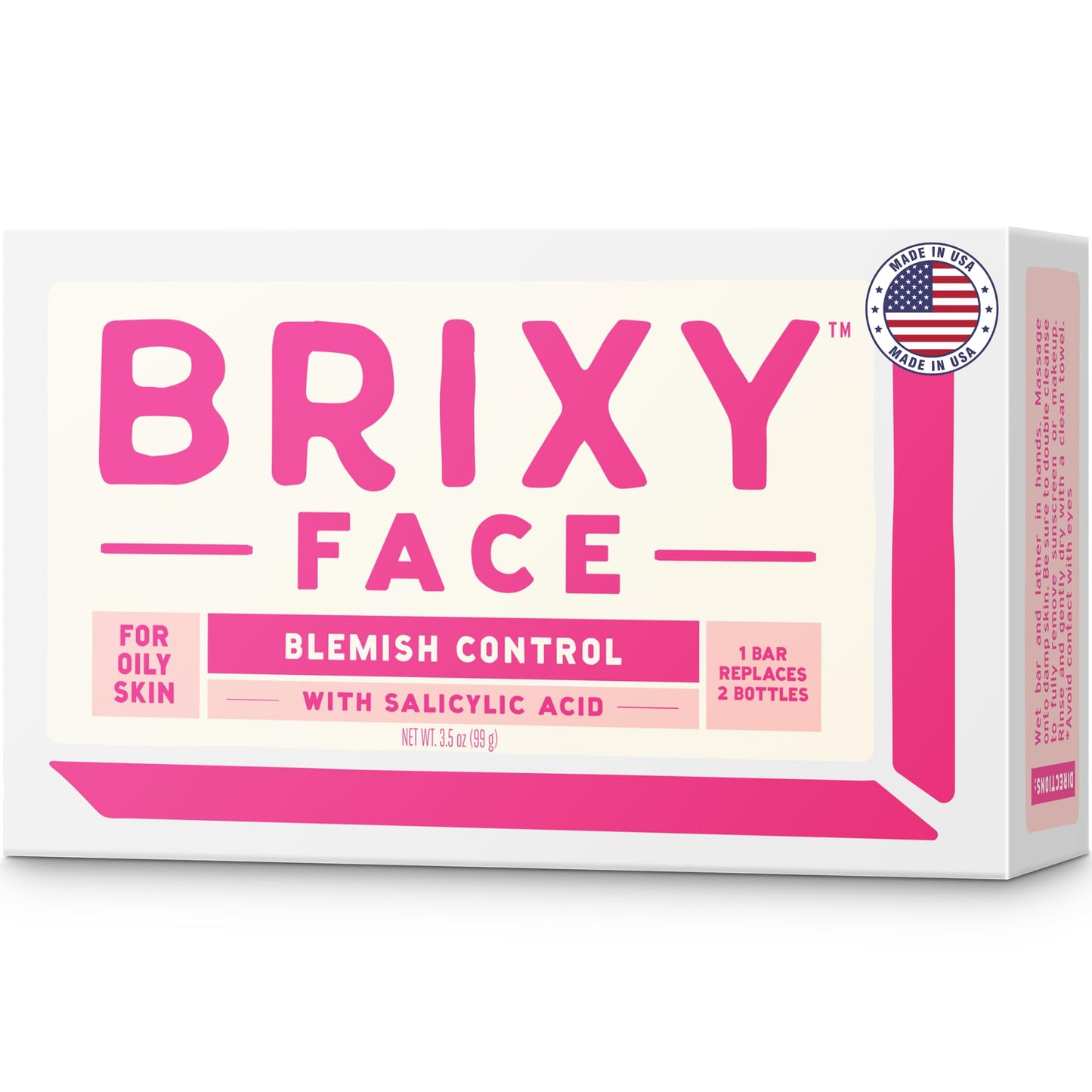 BRIXY Blemish Control Facial Cleansing Bar - Salicylic Acid Unclogs Pores And Balances Natural Oils, Ceramides and Niacinamide Promote Heathy Skin Beauty & Personal Care BRIXY