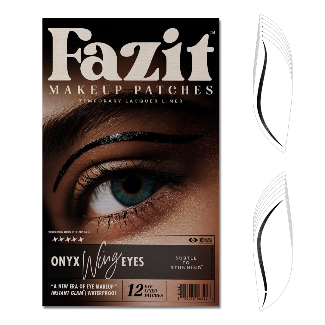 Fazit Makeup Patches - Onyx Wing Eyes - Glow Up Make-Up Patches - Cute Glitter Makeup Accessories For Women - Cosmetic Glitter For Face Beauty & Personal Care Fazit