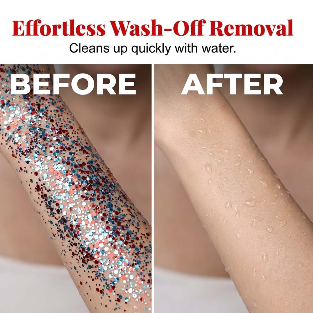 Waterproof Red White Blue Hair Glitter Stick for Patriotic Celebrations &Game Days, 4th of July Glitter Stick, Sparkling Face&Body Makeup with Star Beauty & Personal Care AprYew