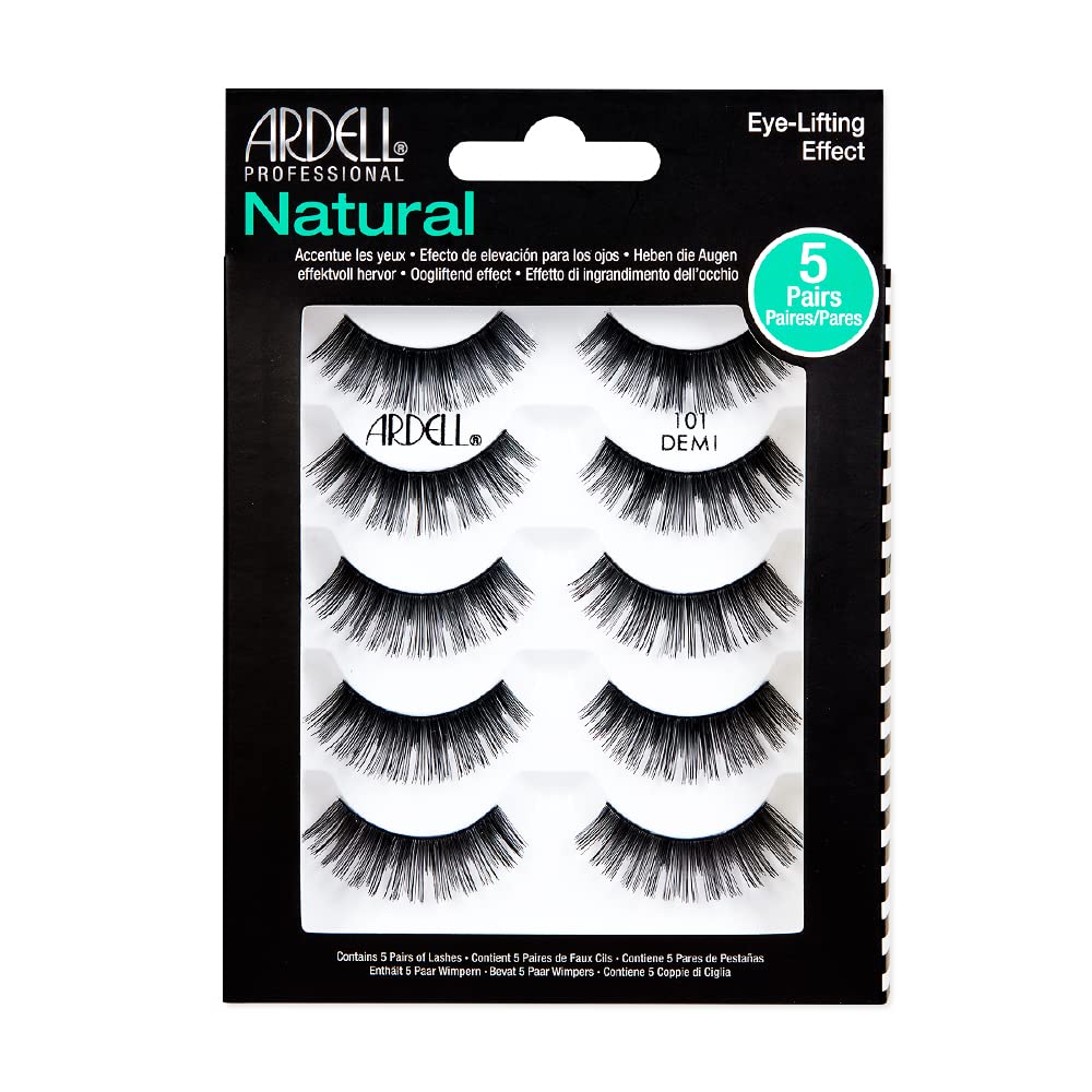 Ardell Natural False Eyelashes 101 Demi Black - Soft & Lightweight, Eye-Lifting Effect, Reusable Strip Lashes for Everyday Wear, 6 Pairs Beauty & Personal Care Ardell
