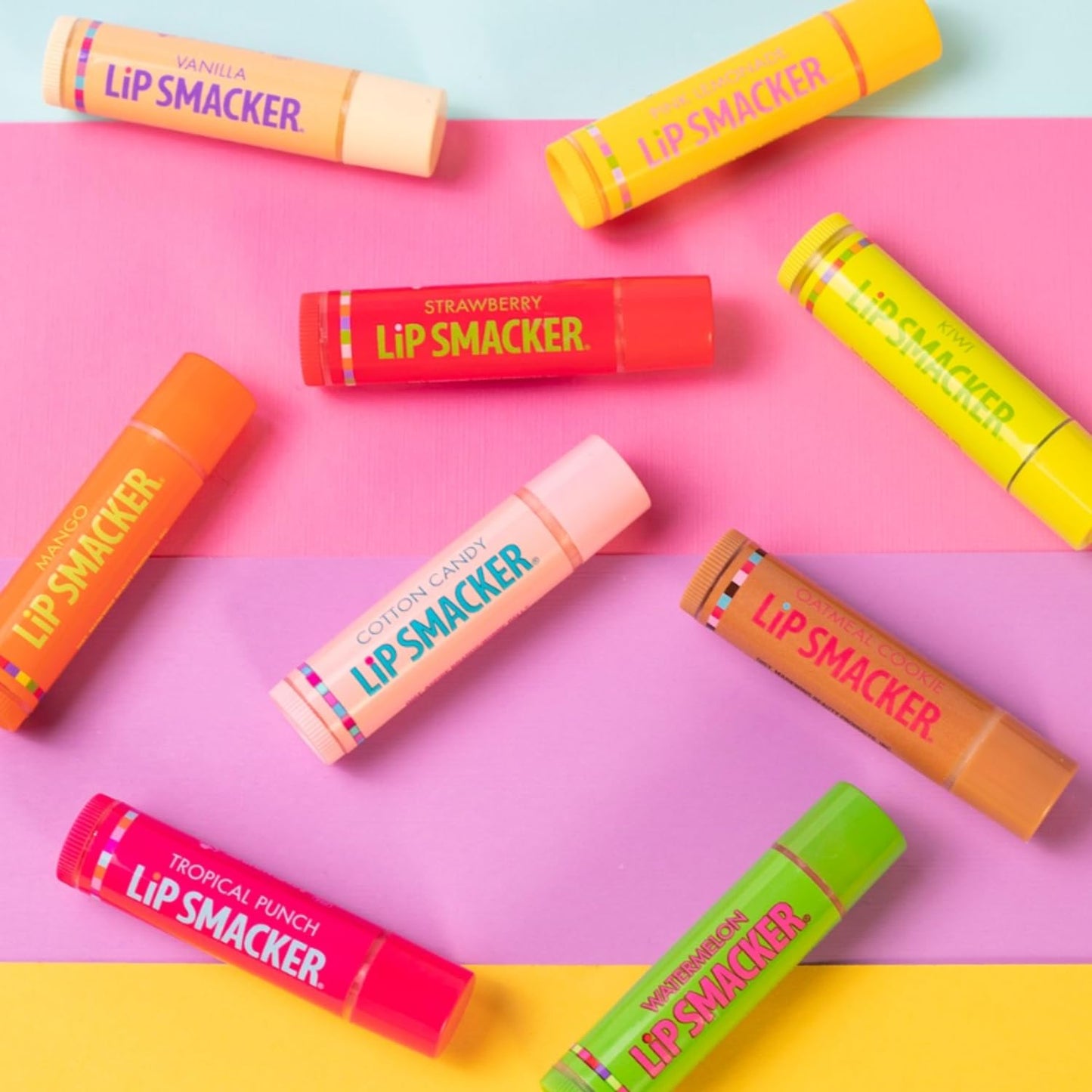 Lip Smacker Original & Best Holiday Flavored Lip Balm Party Pack, Oatmeal Cookie, Vanilla, Mango, Watermelon, Tropical Punch, Cotton Candy, Kiwi Beauty & Personal Care Lip Smacker