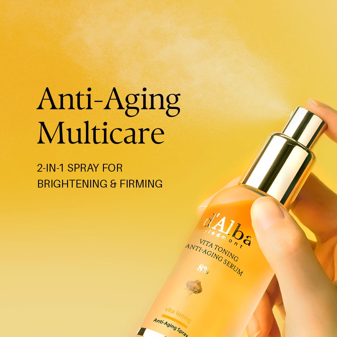 d'alba Piedmont Vita Toning Anti-Aging 8% Spray Serum (70 ml / 2.37 fl oz), Dual-Layer Oil & Serum Mist, Hydrating & Firming Face Spray with White Beauty and Personal Care d'alba Piedmont
