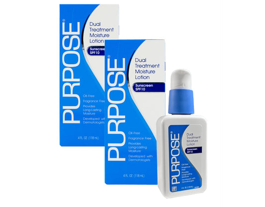Purpose Dual Treatment Moisture Lotion with SPF 10 - Oil-Free, Fragrance-Free Daily Moisturizer for Sensitive Skin - 4 Fluid Oz. (Pack of 2) Beauty & Personal Care Purpose