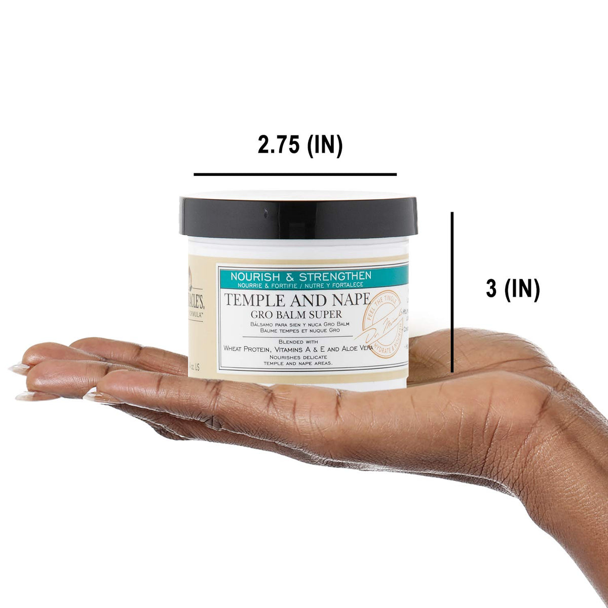 Dr. Miracle's Temple and Nape Gro Balm - For Healthy Hair Growth, Contains Wheat Protein, Aloe, Vitamin A, Vitamin D, Strengthens, Promotes Growth, 4