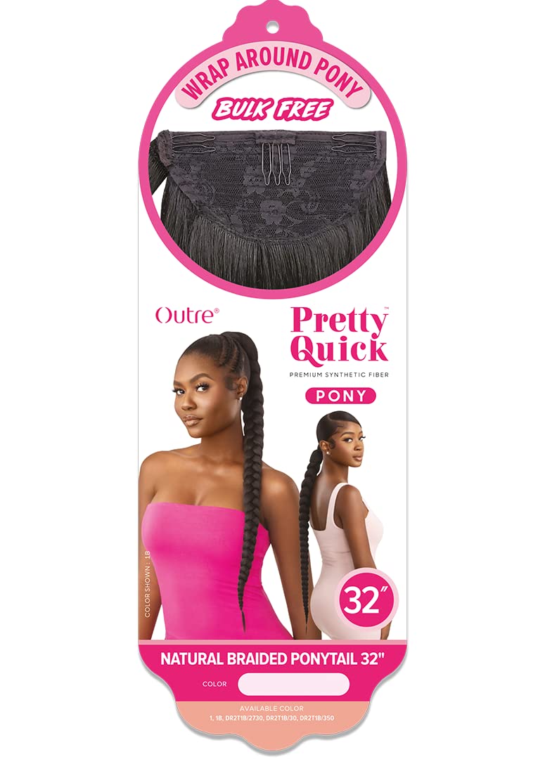 Outre Pretty Quick - Wrap Pony - Natural Braided Ponytail 32" (OFF BLACK 1B)