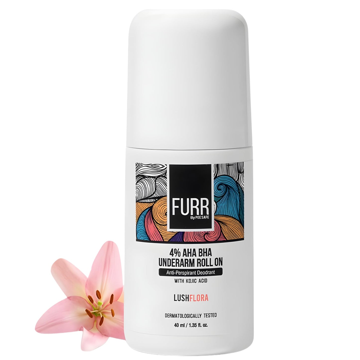 FURR 4% AHA BHA Underarm Roll On - Lush Flora Fragrance - 40ml - Dermatologically Tested - Antiperspirant Beauty and Personal Care FURR By Pee Safe