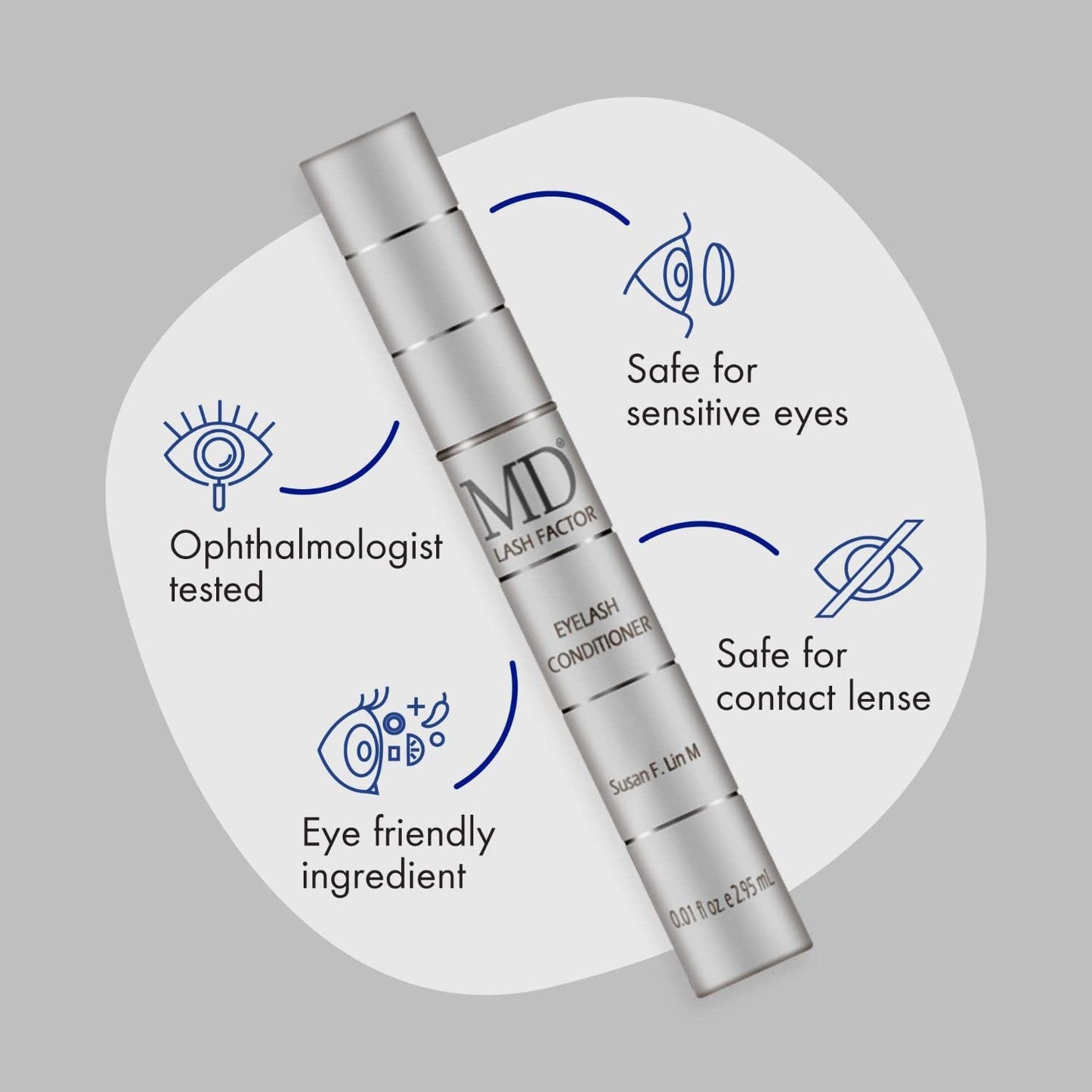 MD Lash Factor Eyelash Conditioner - 0.1 fl oz, 3-Month Supply - Daily Lash Serum with Peptides and Biotin for Thicker Lashes Beauty & Personal Care MD