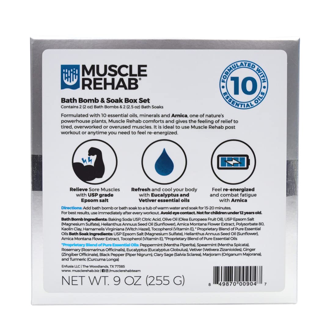 Muscle Rehab Sports Recovery Intro Gift Set (2) Sets- Fast-Absorbing Muscle Soak for Post-Workout or Run - Bath Bombs and Soak for Sore Muscles… Beauty & Personal Care Muscle Rehab