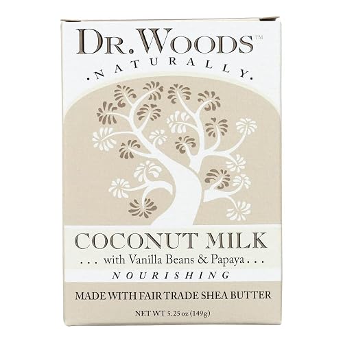 Dr. Woods Coconut Milk Bar Soap with Vanilla Beans, Papaya, Organic Shea Butter, 5.25 oz Beauty & Personal Care Dr. Woods