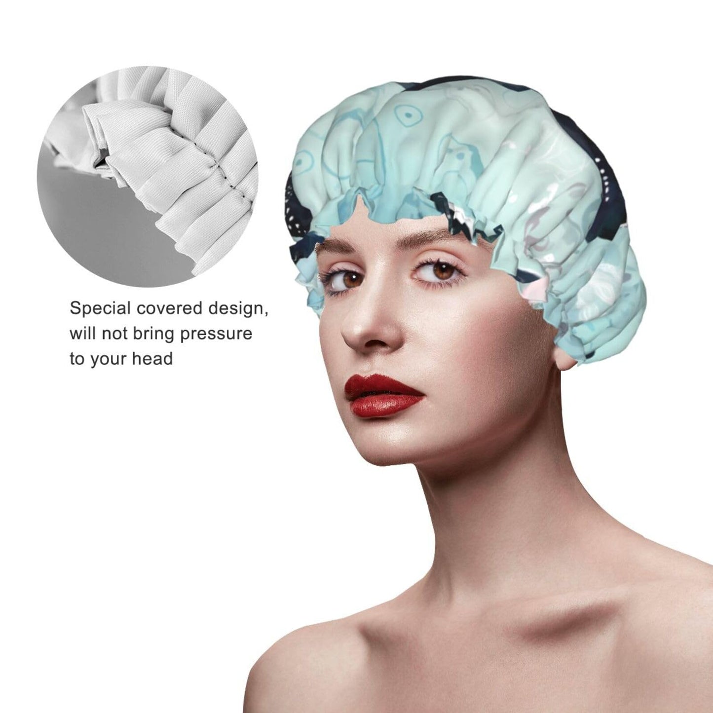Whale Shower Cap for Women Men Large Reusable Shower Bonnet Double-Layer Waterproof Bath Caps Elastic Band Hair Hat for All Hairstyles Beauty and Personal Care BWLHJKE