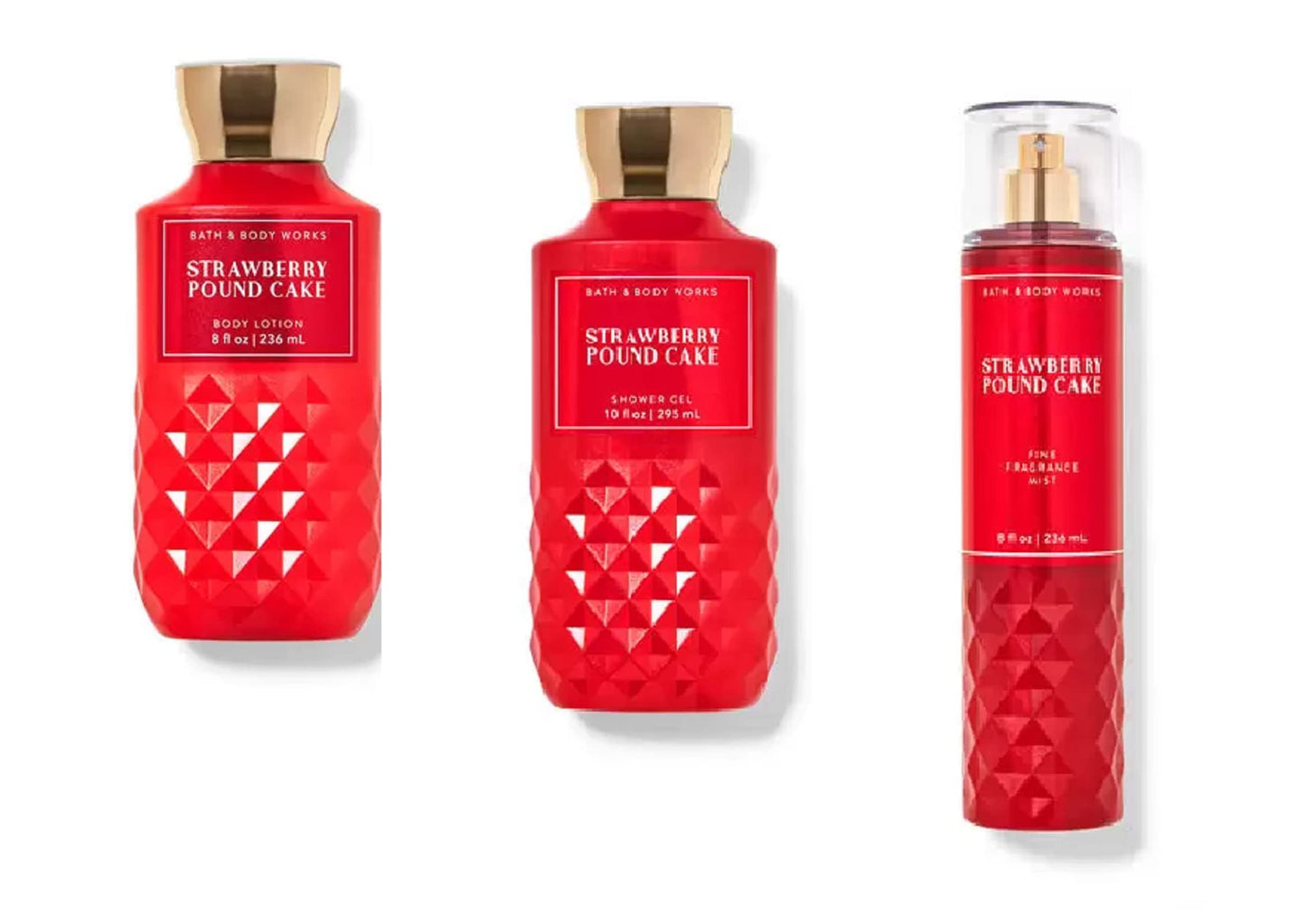 Bath and Body Works - Strawberry Pound Cake - Daily Trio – Fall 2020 - Shower Gel, Fragrance Mist & Body Lotion Beauty & Personal Care Bath & Body Works