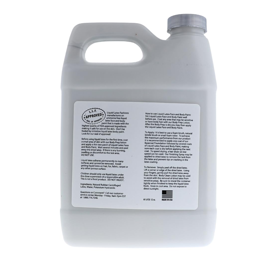 Metallic Silver 32 Fl Oz - Liquid Latex Face and Body Paint, Ammonia Free, Cosplay, Nail Art, Shimmering Finish Paint for Arts and Crafts Beauty & Personal Care Liquid Latex Fashions