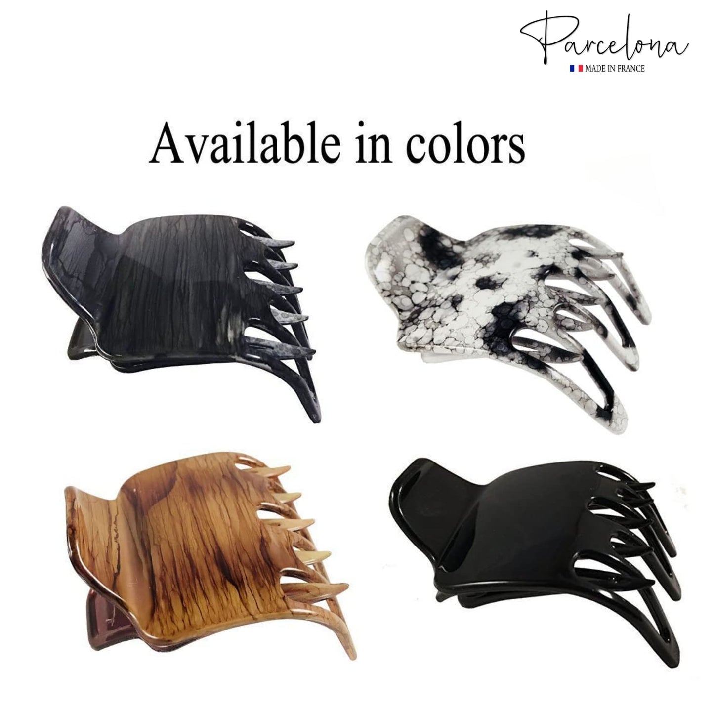 Parcelona French Paw Black Wide Covered Spring Side Slide In Jaw Yoga Hair Claw Clip Beauty & Personal Care Parcelona