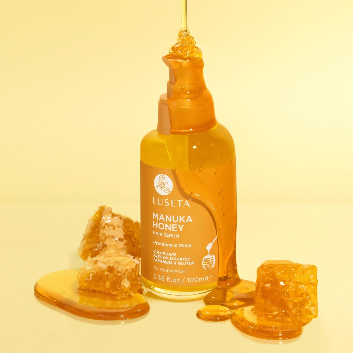 Luseta Manuka Honey Hair Oil Hydrates Dry Hair and Adds Shine & Softness to Dull Hair Nourishing Oil with Honey & Argan Oil, Frizz Control 3.38oz Beauty & Personal Care L LUSETA