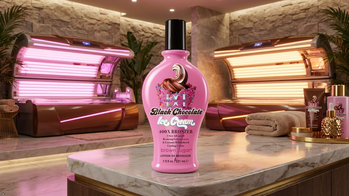 Brown Sugar Double Dark Black Chocolate Ice Cream 400X Tanning Lotion Advanced Bronzer Tanning Lotion - Indoor/Outdoor Tanning Formula, 7.5 oz