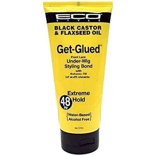 Eco Styler Black Castor & Flaxseed Oil Get Glued Front lace Under- Wig Styling Bond 48 hour Extreme Hold Beauty & Personal Care Eco Style
