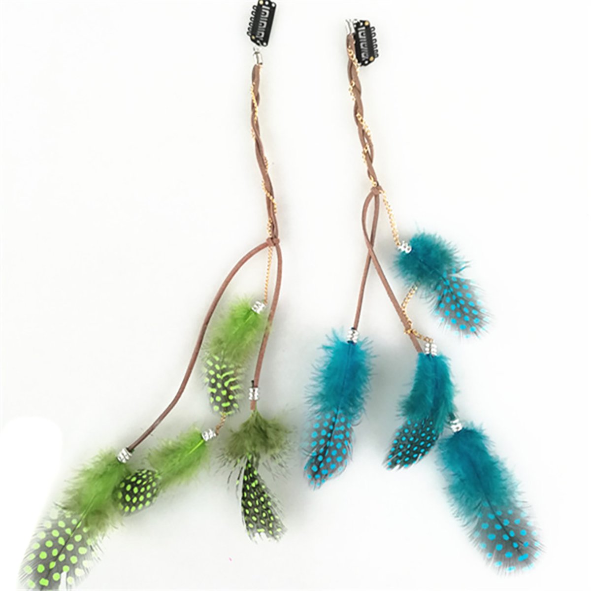 Fodattm 6PCS Lady Women Handmade Colourful Boho Hippie Hair Extensions with Feather Clip Comb Hairpin Headdress Headband DIY Accessories Beauty & Personal Care Fodattm