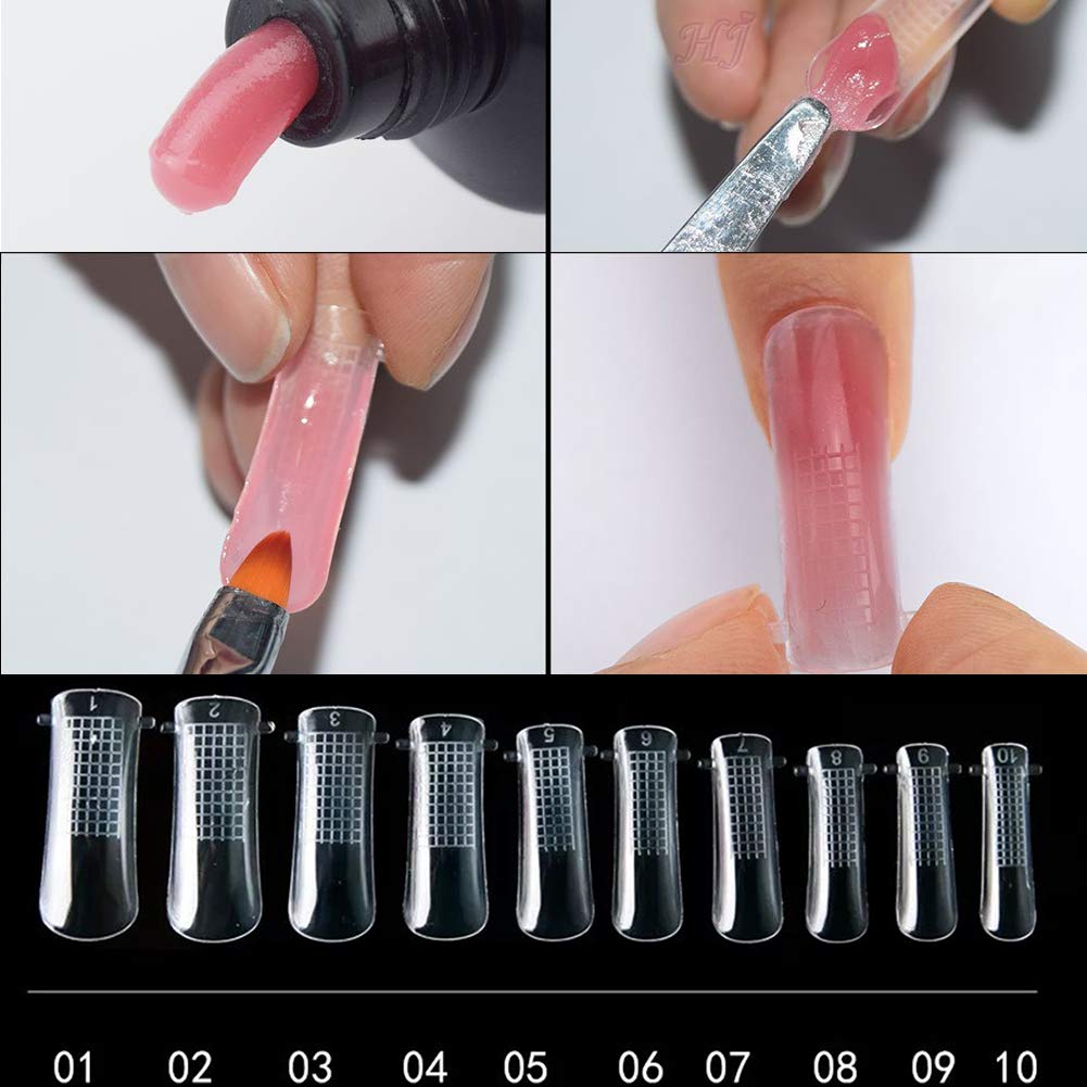 Beuniar Nail Extension Form Tips Clear 100pcs Poly Gel Acrylic Nails Mold Artificial Dual Forms System UV Gel DIY Polish Manicure Tool 100PCs/Case Beauty & Personal Care Beuniar