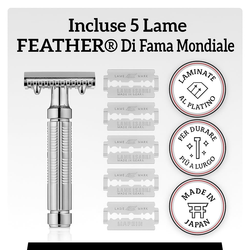 Mr. Fine Premium Double Edge Safety Razor for Wet Shaving, Single Blade Razor, Close Shave, Open-Comb Guard, 100% Metal w/Stainless Steel Core, 5 Beauty and Personal Care Fine