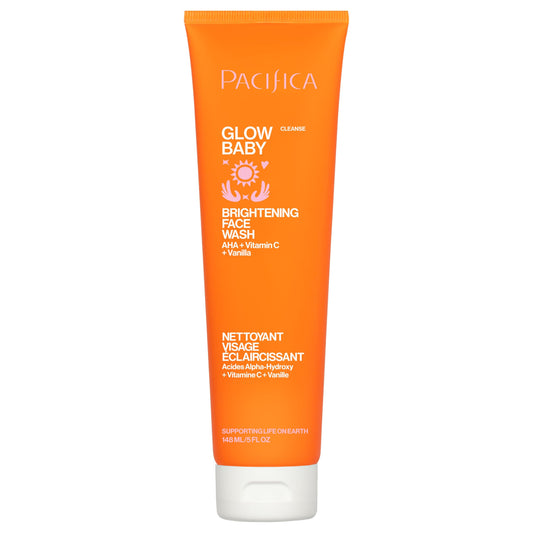 Pacifica Glow Baby Brightening Facial Cleanser 5oz - Vitamin C & Glycolic Acid (AHA) Face Wash for Radiance - Daily Cleanser for Anti-Aging Beauty & Personal Care Pacifica