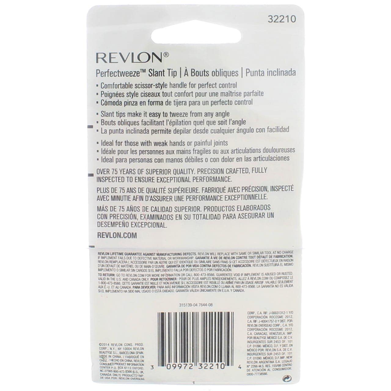 Revlon Perfectweeze Tweezer, Slant Tip, 1 ea (Pack of 4) Beauty & Personal Care REVLON