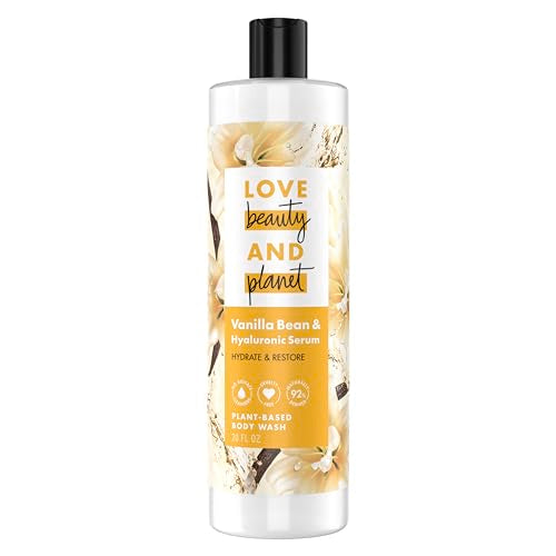 Love Beauty and Planet Plant-Based Body Wash Hydrate & Restore Vanilla Bean & Hyaluronic Serum No Sulfate Cleansers, Cruelty Free, 92% Naturally Beauty & Personal Care Love Beauty And Planet